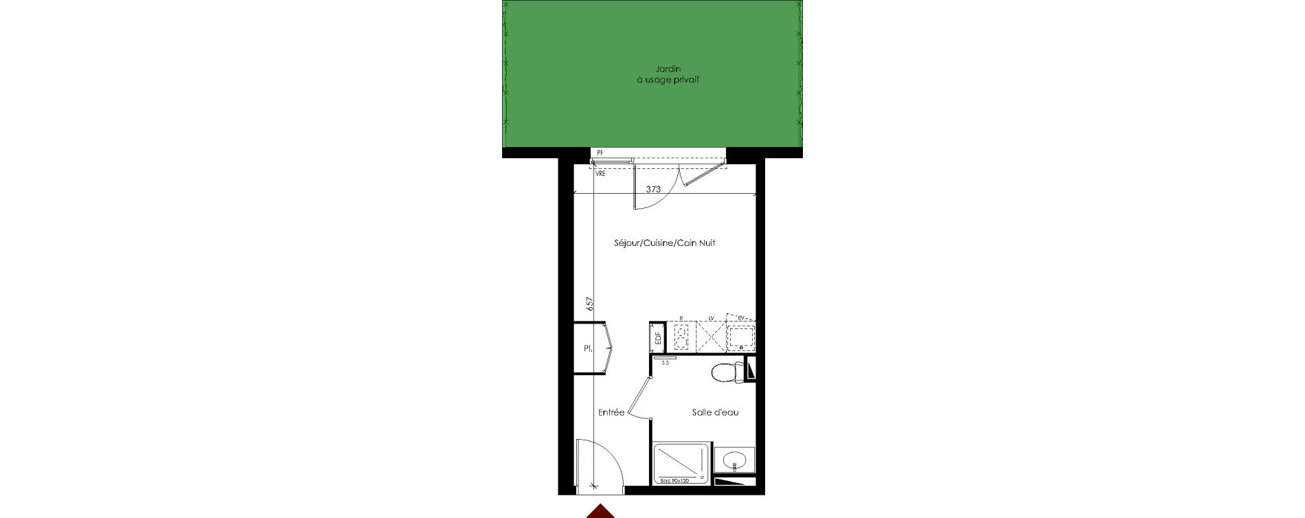 Appartement T1 de 23,51 m2 &agrave; Carbon-Blanc Centre