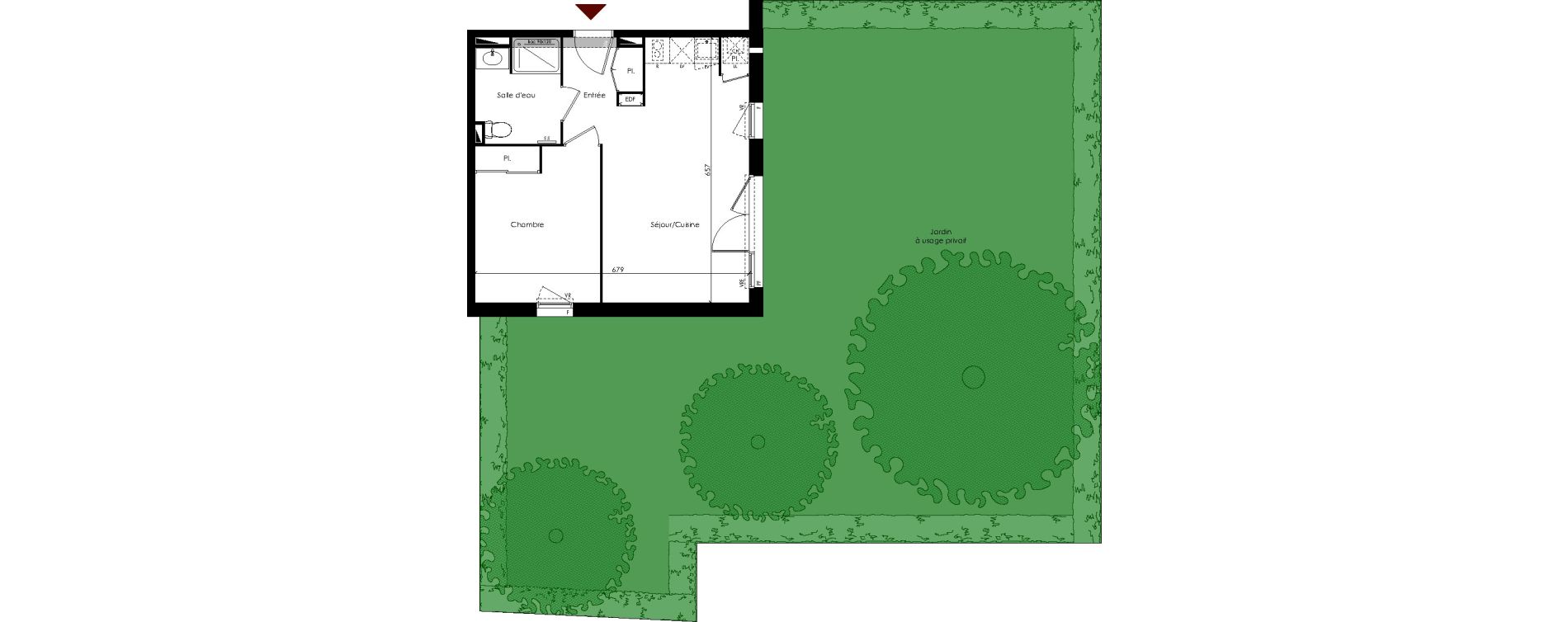 Appartement T2 de 42,96 m2 &agrave; Carbon-Blanc Centre