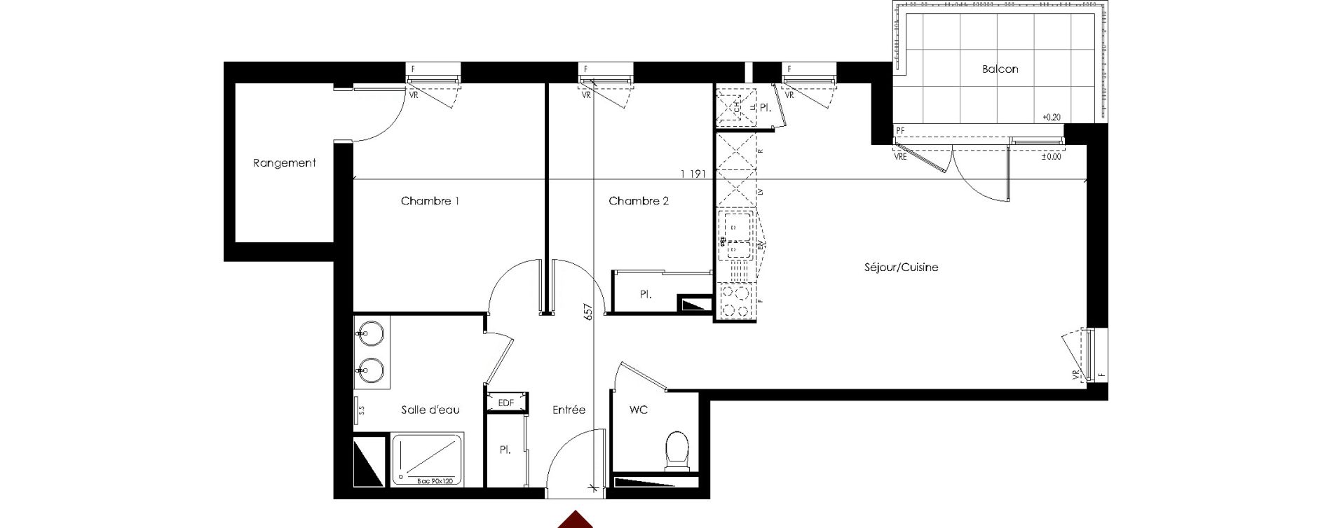 Appartement T3 de 66,18 m2 à Carbon-Blanc Carbon blanc centre