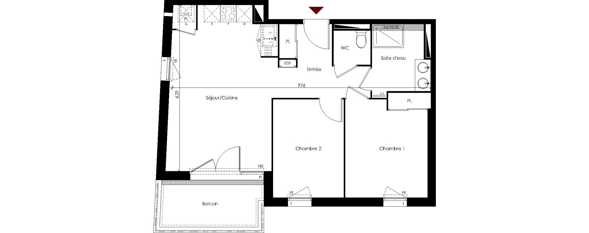 Appartement T3 de 60,47 m2 &agrave; Carbon-Blanc Centre