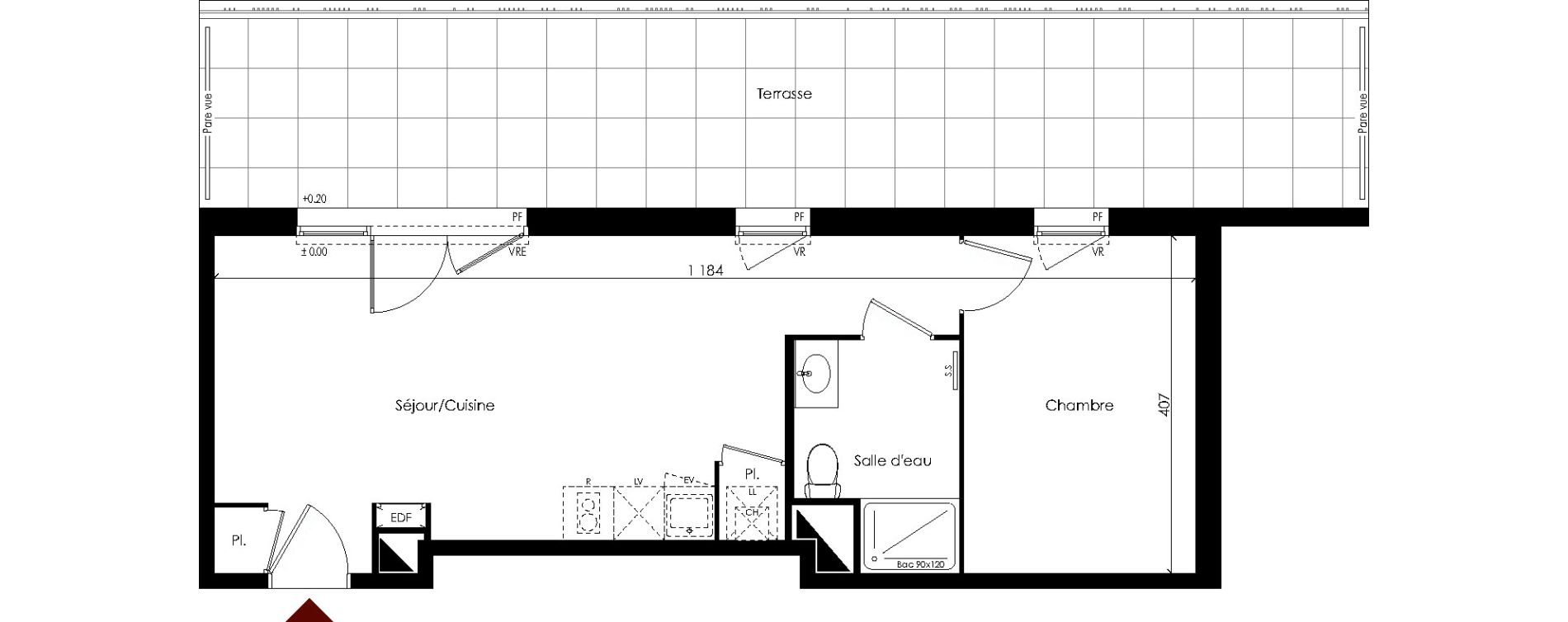 Appartement T2 de 44,42 m2 &agrave; Carbon-Blanc Centre