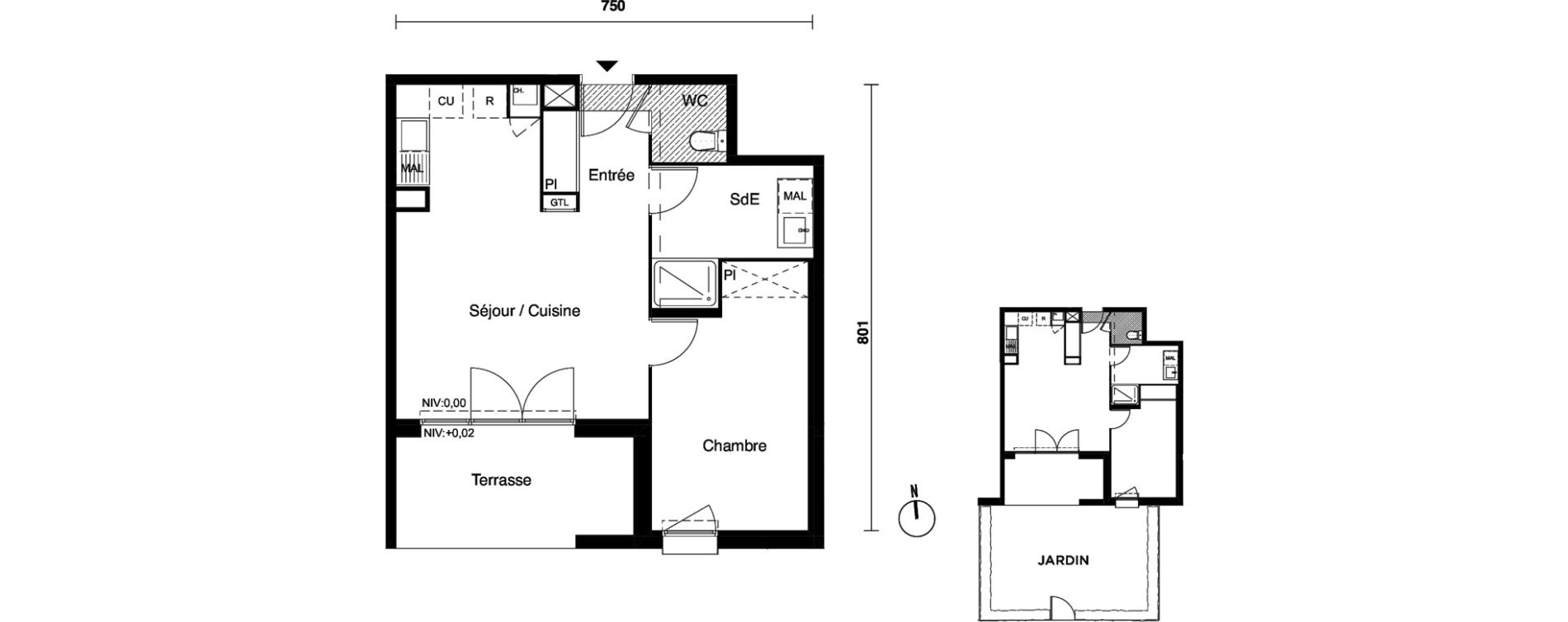 Appartement T2 de 46,51 m2 &agrave; Carbon-Blanc Nord