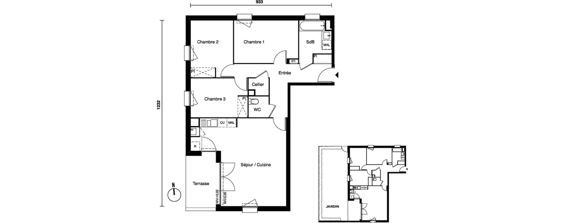 Appartement T4 de 80,38 m2 &agrave; Carbon-Blanc Nord