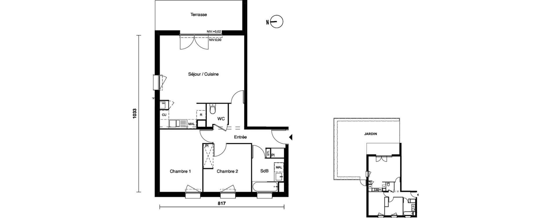 Appartement T3 de 66,15 m2 &agrave; Carbon-Blanc Nord