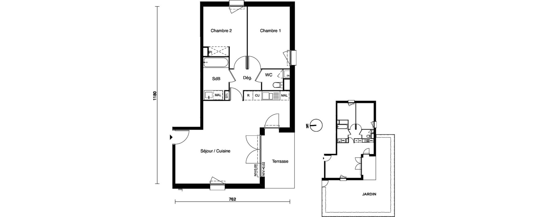 Appartement T3 de 65,40 m2 &agrave; Carbon-Blanc Nord