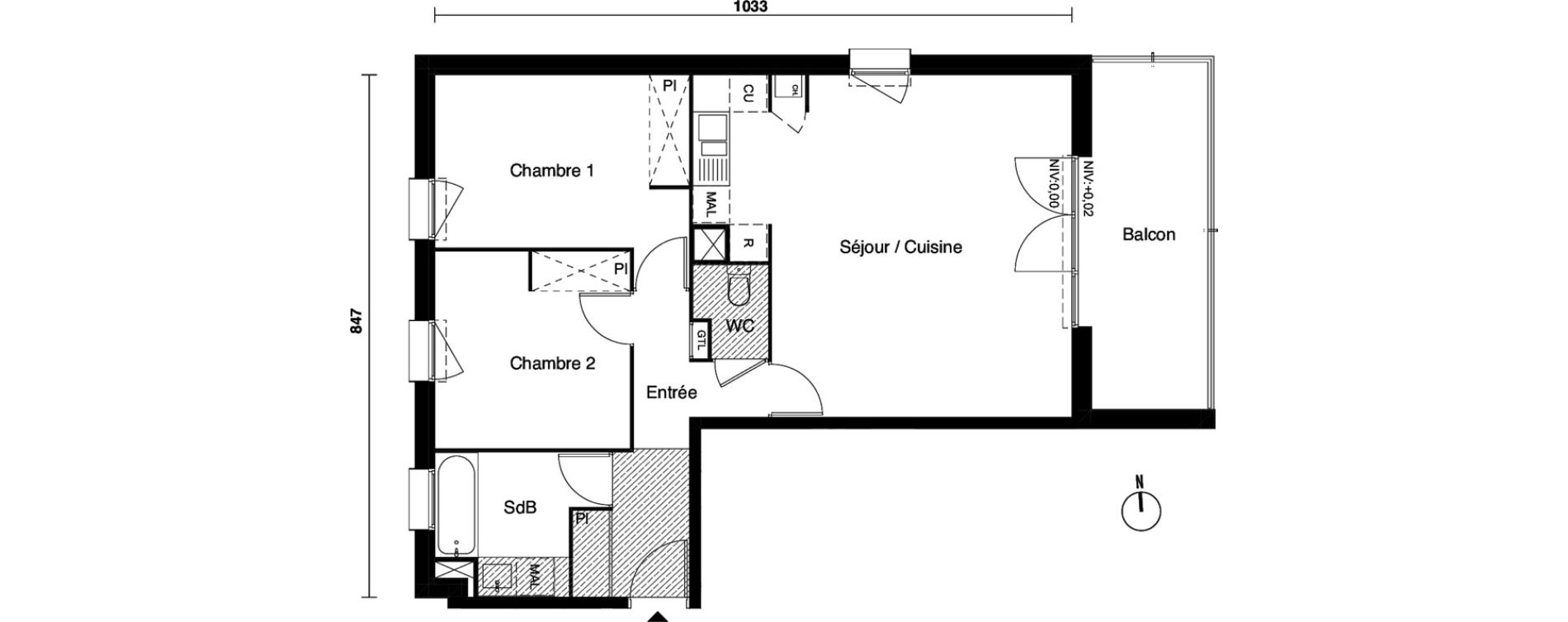 Appartement T3 de 67,15 m2 &agrave; Carbon-Blanc Nord