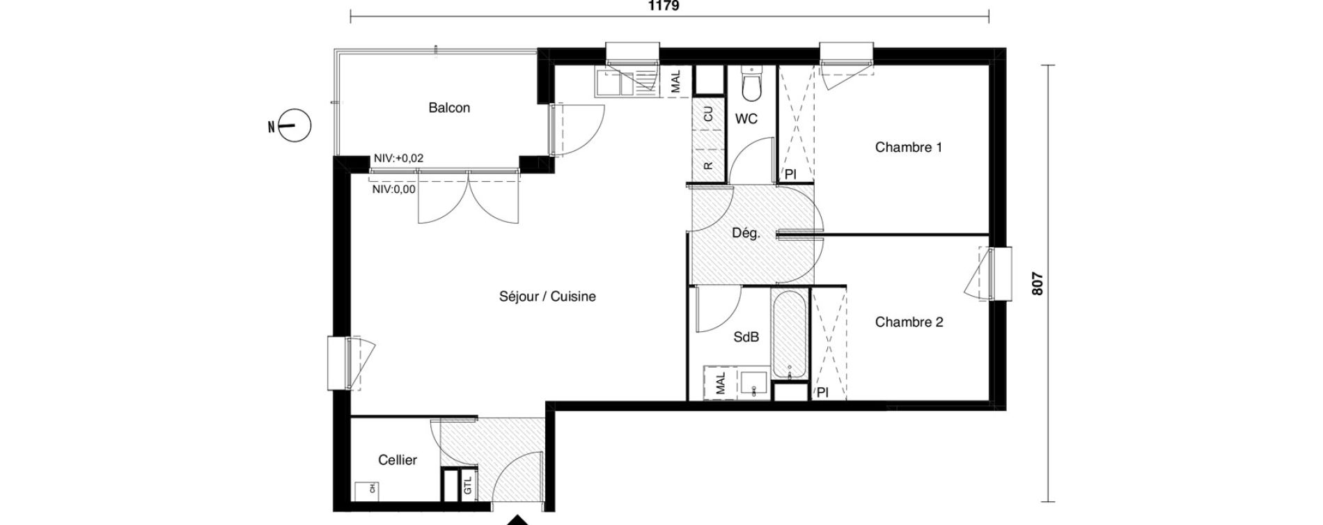 Appartement T3 de 70,02 m2 &agrave; Carbon-Blanc Nord