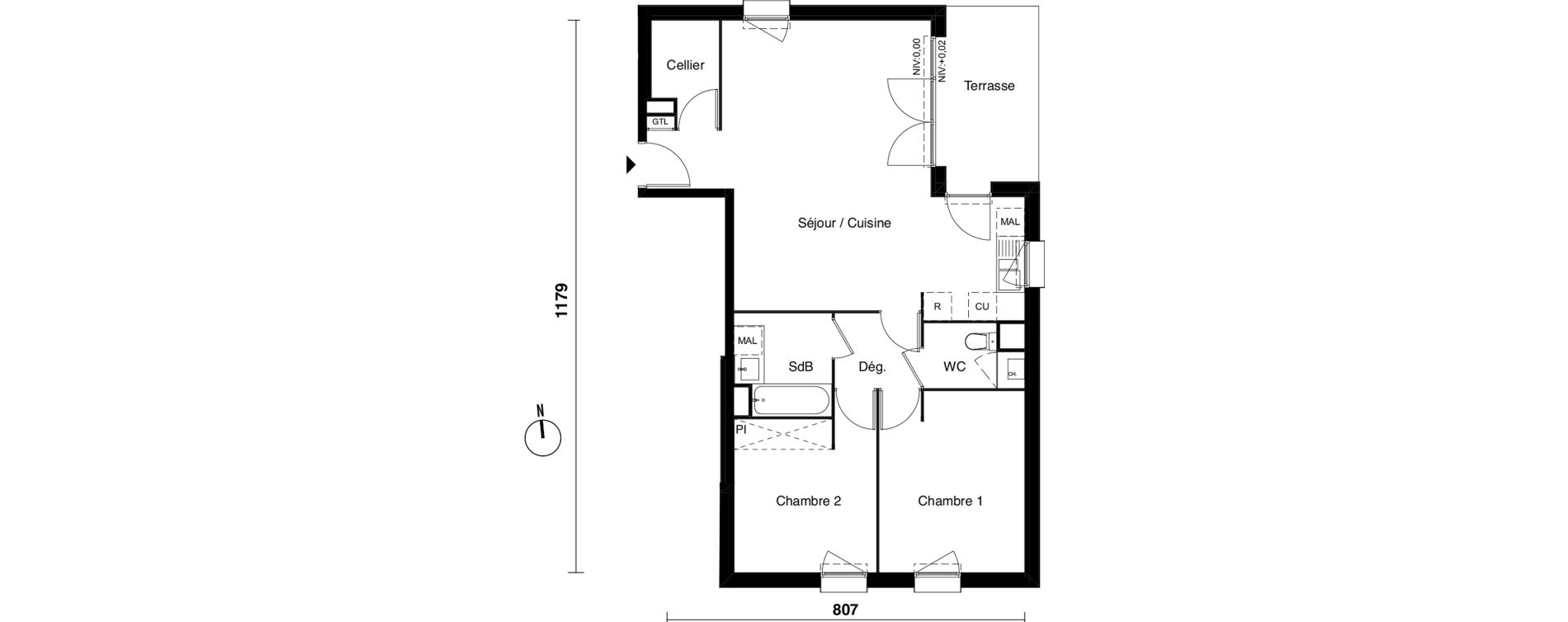 Appartement T3 de 69,82 m2 &agrave; Carbon-Blanc Nord