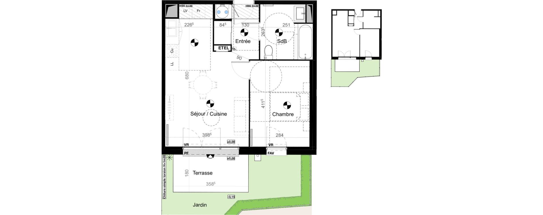 Appartement T2 de 45,33 m2 &agrave; Carbon-Blanc Nord