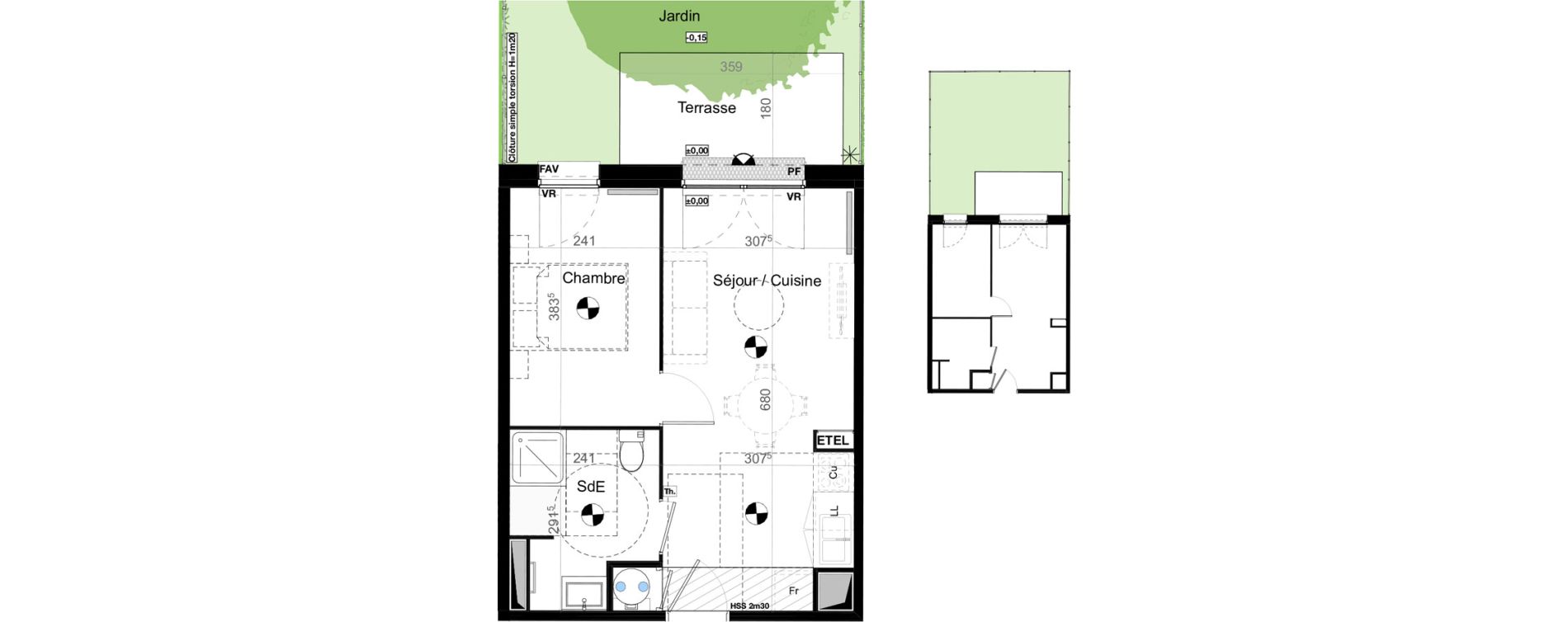 Appartement T2 de 35,97 m2 &agrave; Carbon-Blanc Nord