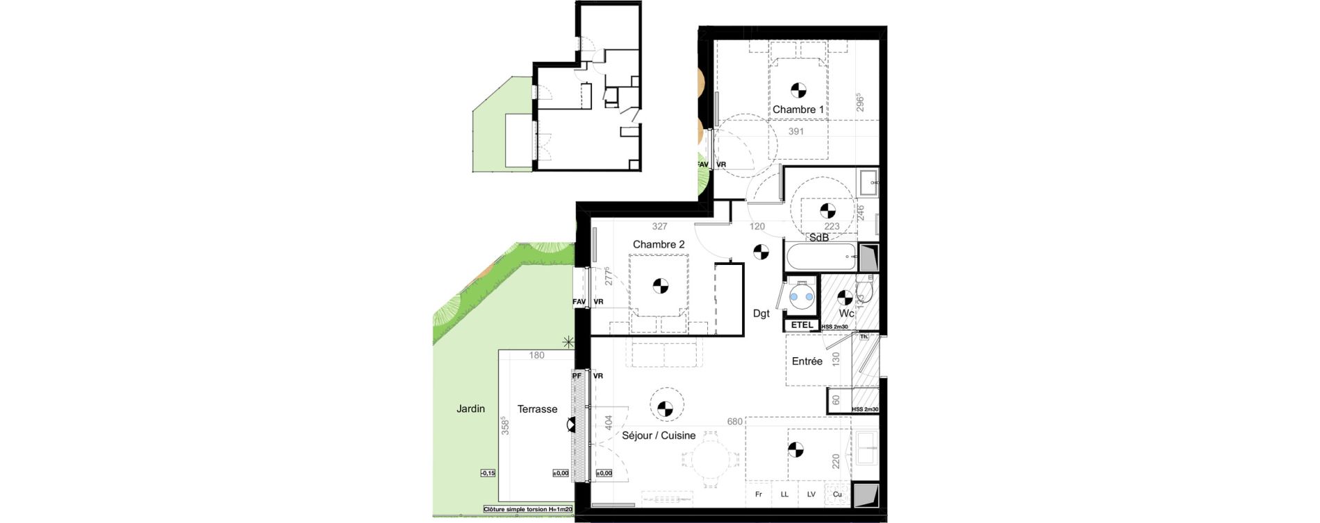 Appartement T3 de 60,79 m2 &agrave; Carbon-Blanc Nord