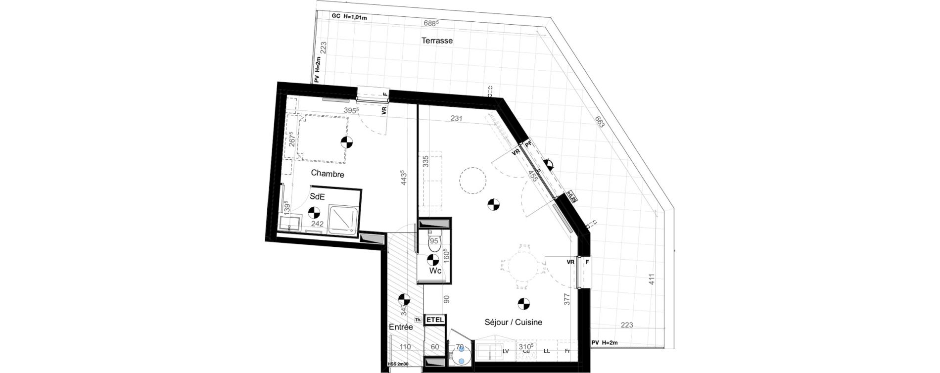 Appartement T2 de 51,01 m2 &agrave; Carbon-Blanc Nord