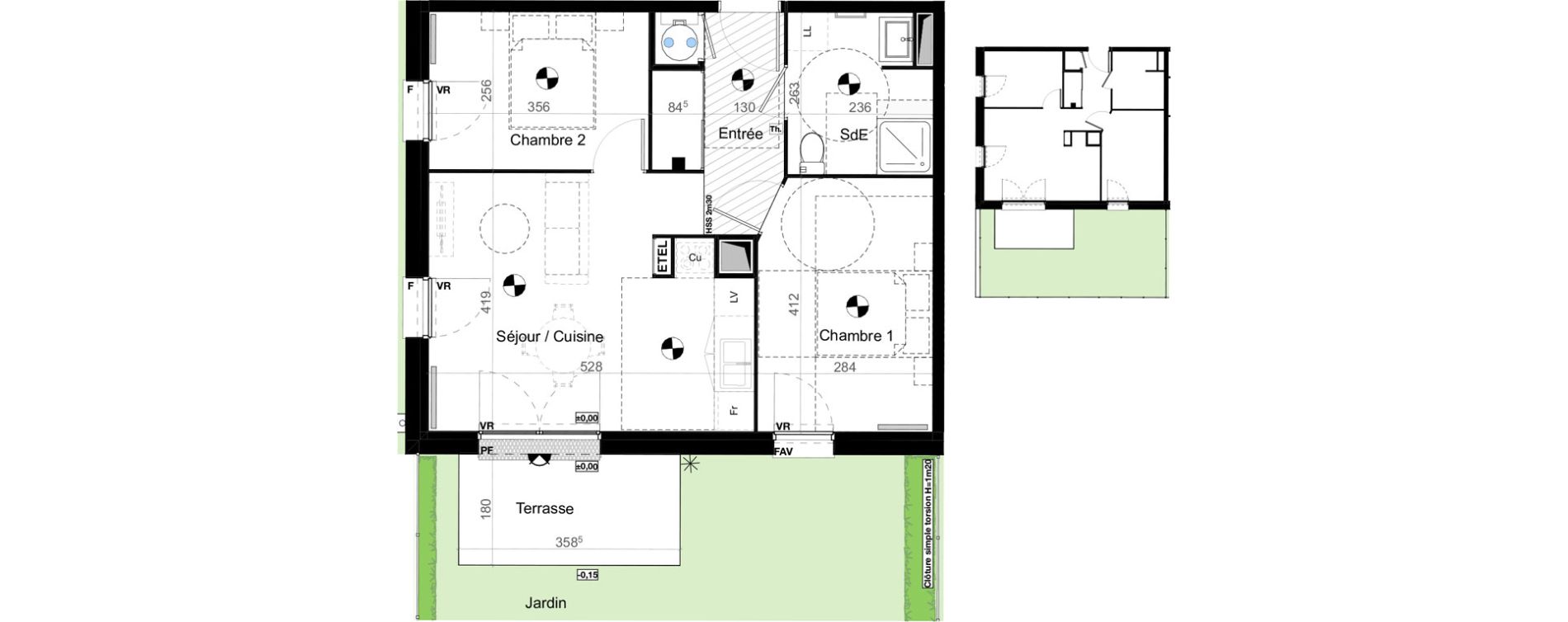 Appartement T3 de 53,51 m2 &agrave; Carbon-Blanc Nord