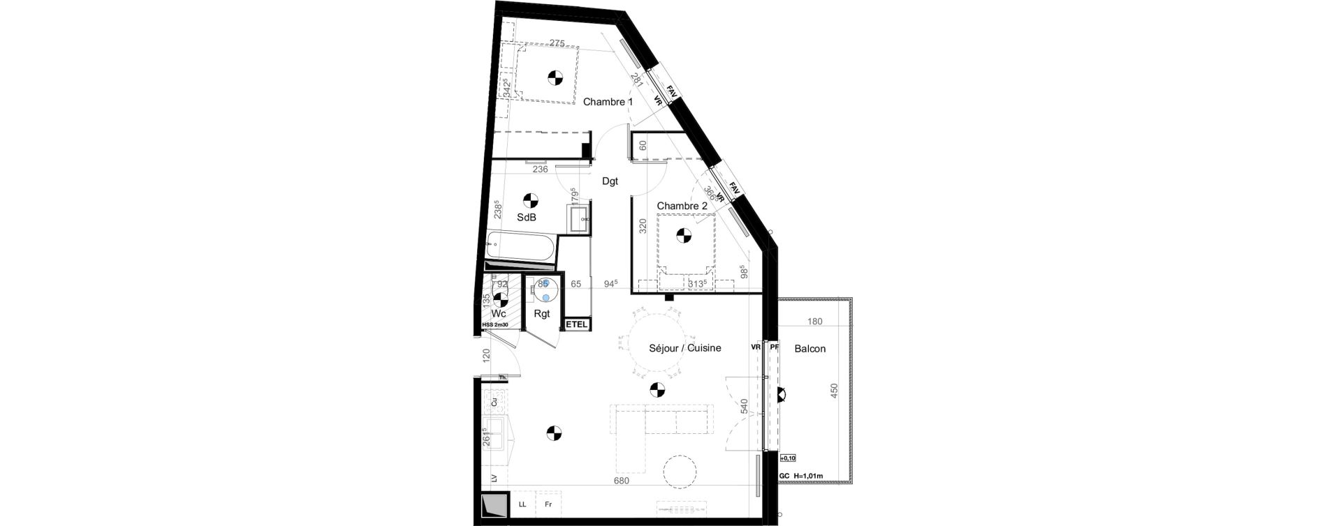 Appartement T3 de 67,43 m2 &agrave; Carbon-Blanc Nord