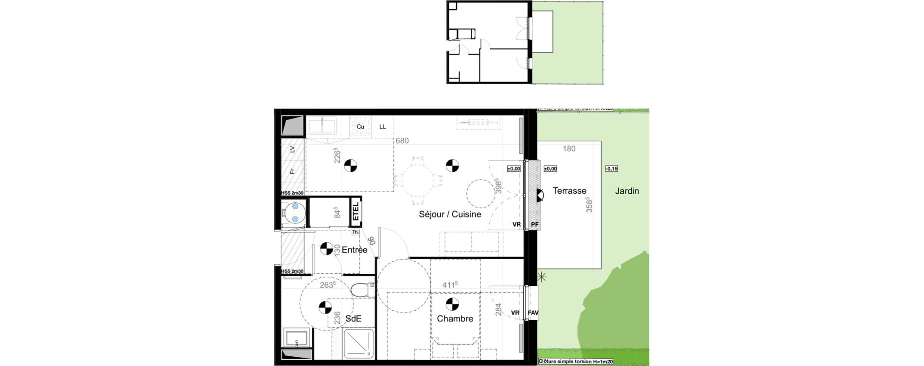 Appartement T2 de 44,93 m2 &agrave; Carbon-Blanc Nord