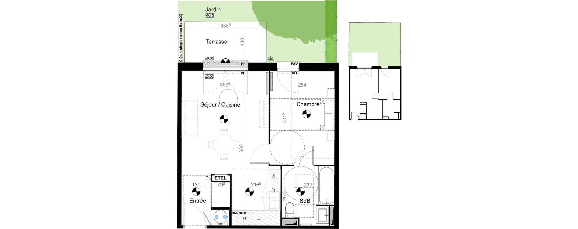 Appartement T2 de 44,18 m2 &agrave; Carbon-Blanc Nord