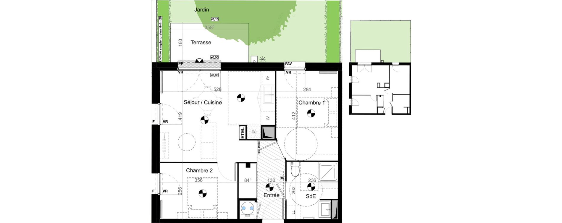 Appartement T3 de 53,50 m2 &agrave; Carbon-Blanc Nord