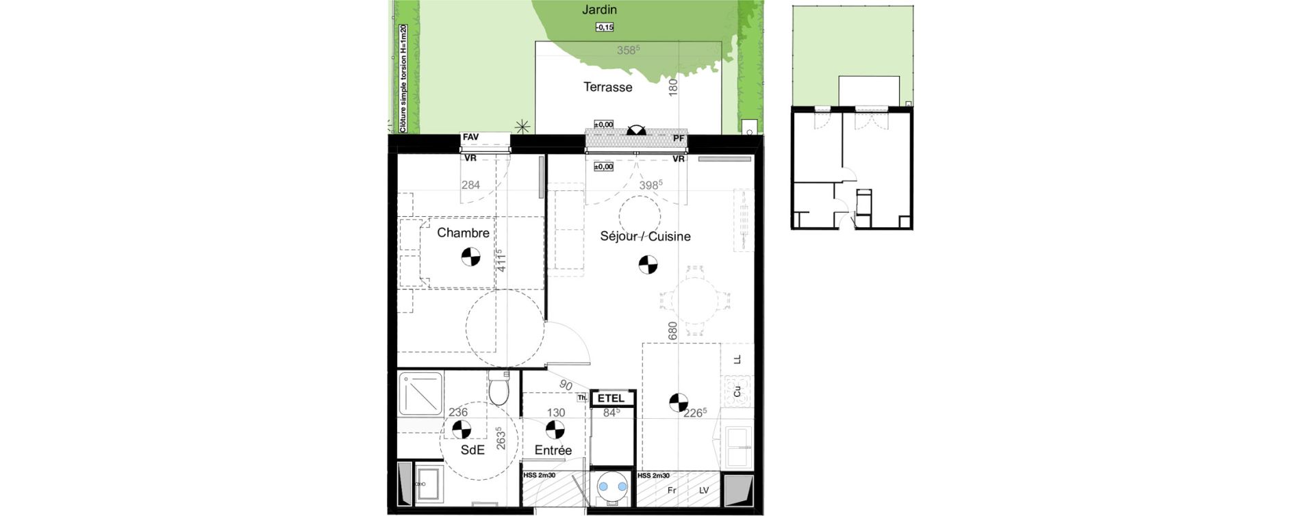 Appartement T2 de 44,93 m2 &agrave; Carbon-Blanc Nord