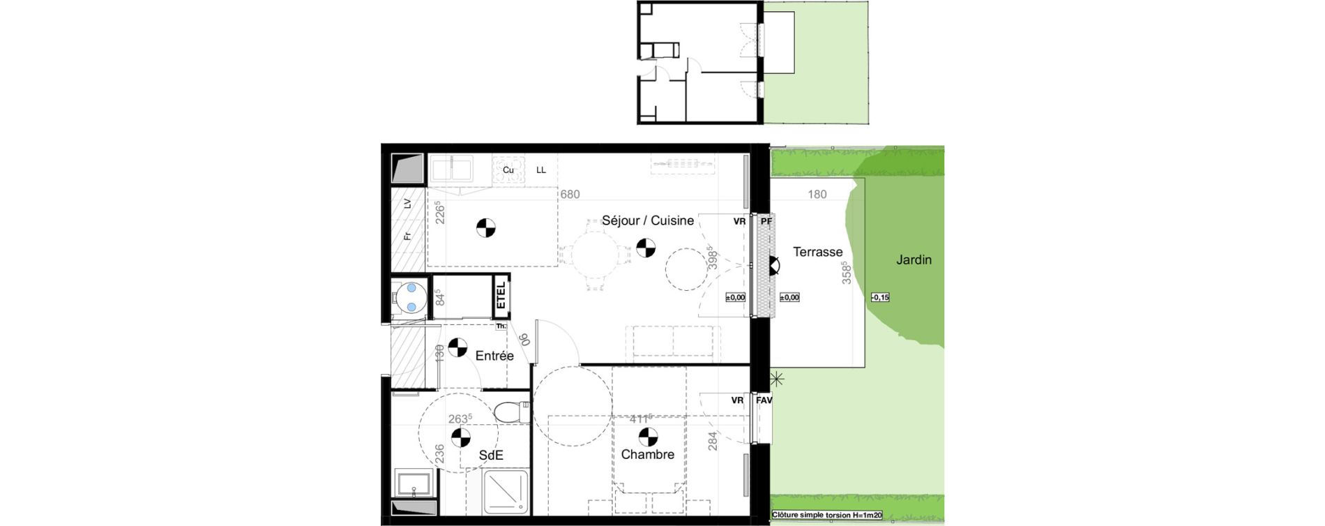 Appartement T2 de 44,93 m2 &agrave; Carbon-Blanc Nord