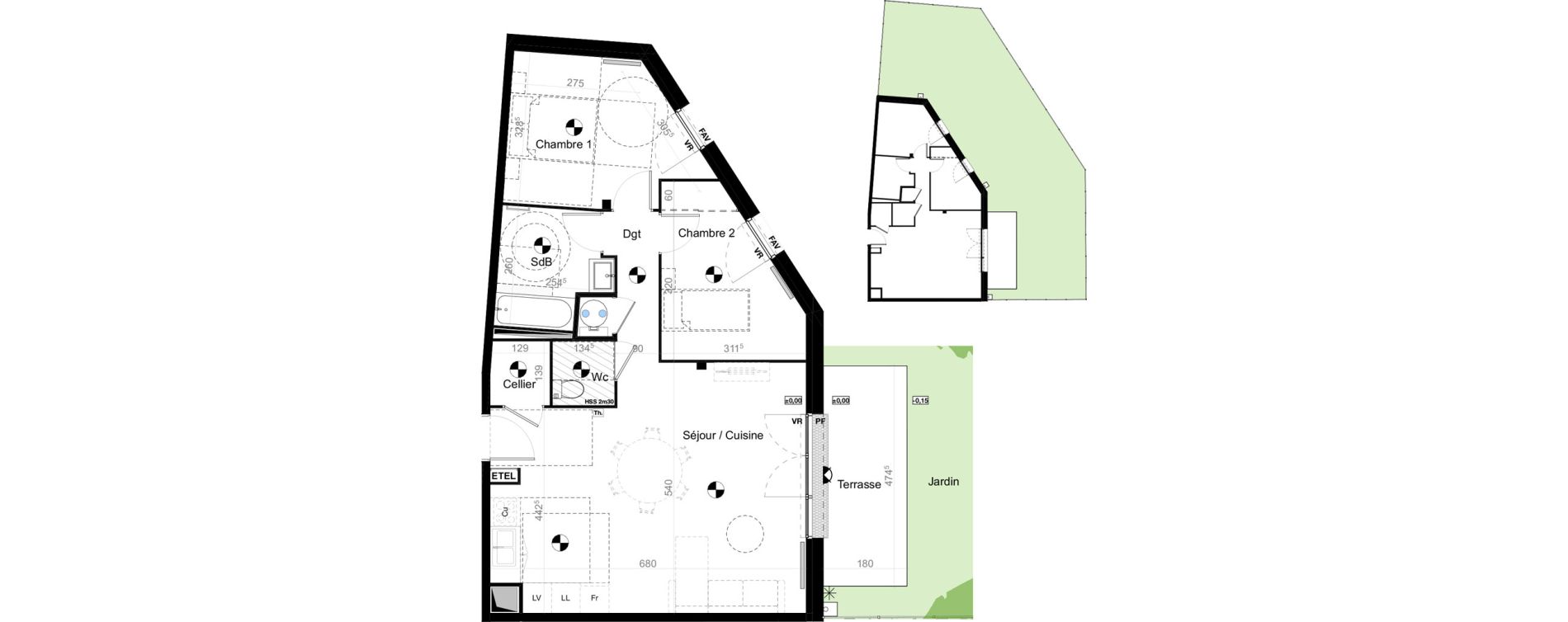 Appartement T3 de 67,47 m2 &agrave; Carbon-Blanc Nord