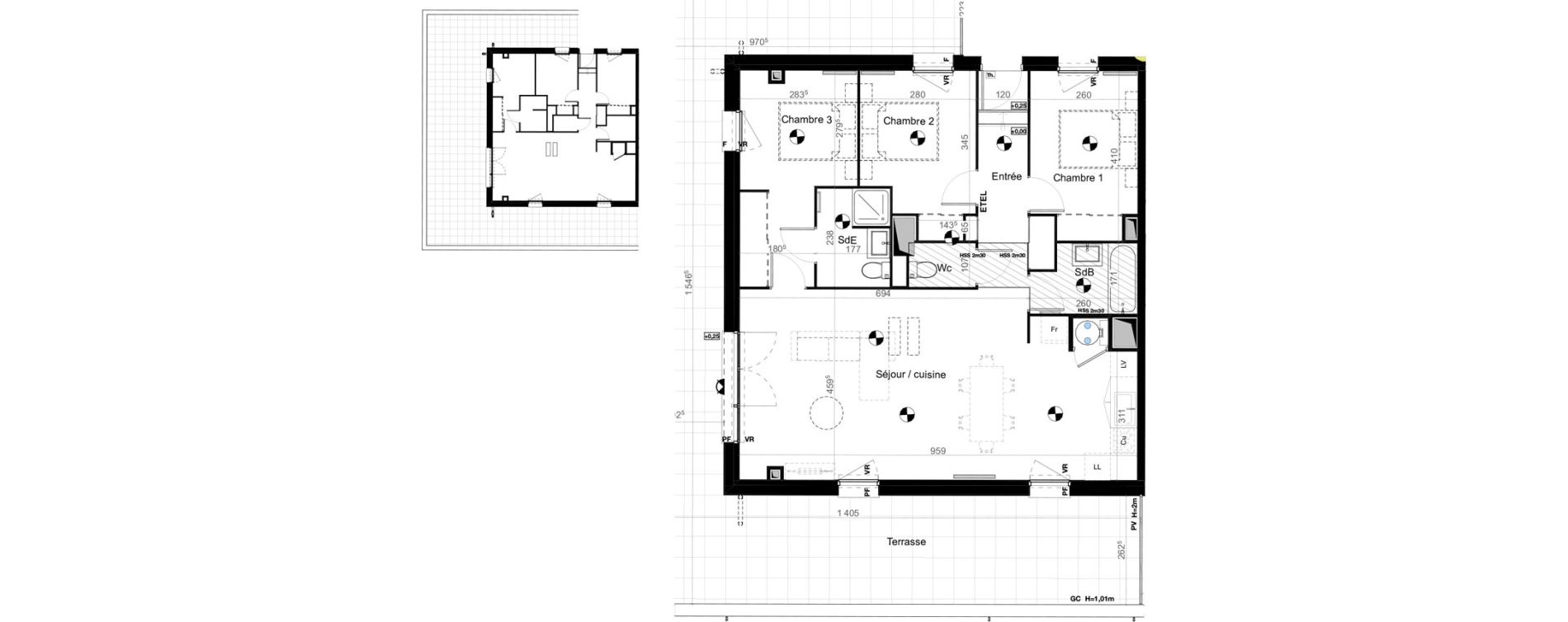 Appartement T4 de 90,54 m2 &agrave; Carbon-Blanc Nord