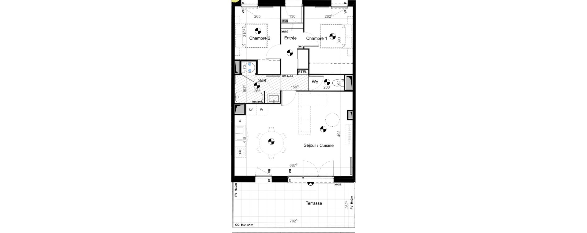 Appartement T3 de 64,88 m2 &agrave; Carbon-Blanc Nord