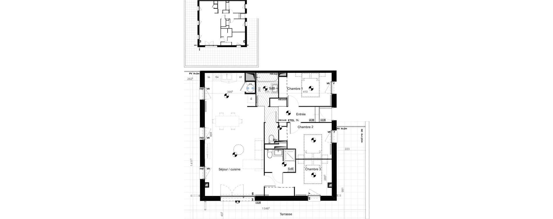 Appartement T4 de 90,59 m2 &agrave; Carbon-Blanc Nord