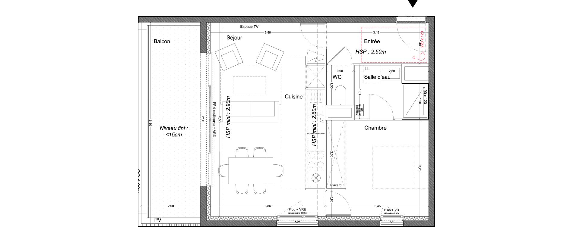 Appartement T2 de 46,26 m2 &agrave; Carbon-Blanc Nord