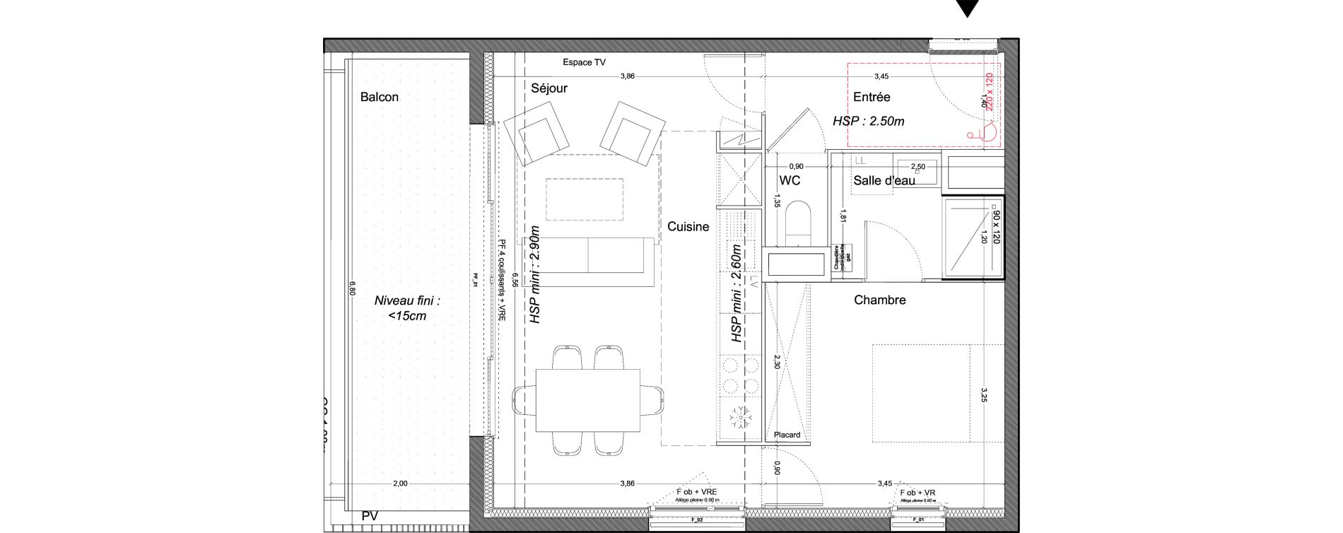 Appartement T2 de 46,26 m2 &agrave; Carbon-Blanc Nord