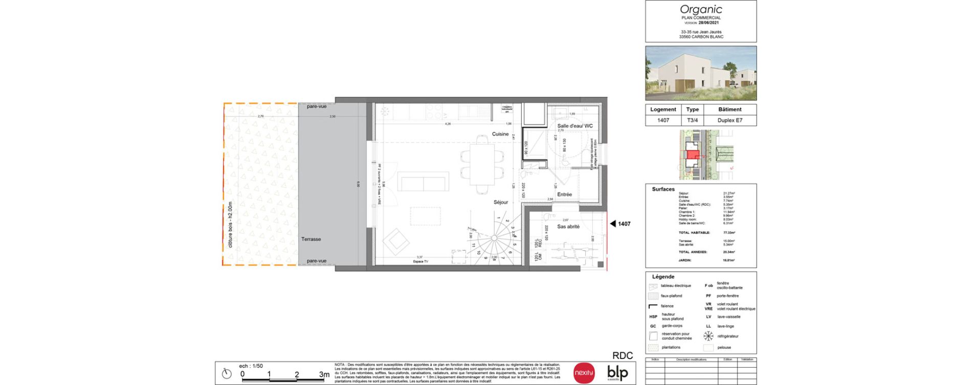 Duplex T4 de 77,37 m2 &agrave; Carbon-Blanc Nord