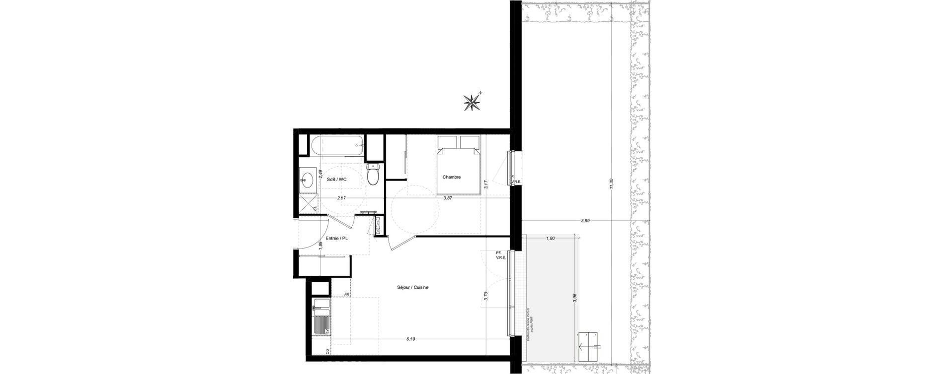 Appartement T2 de 42,65 m2 &agrave; Carbon-Blanc Centre