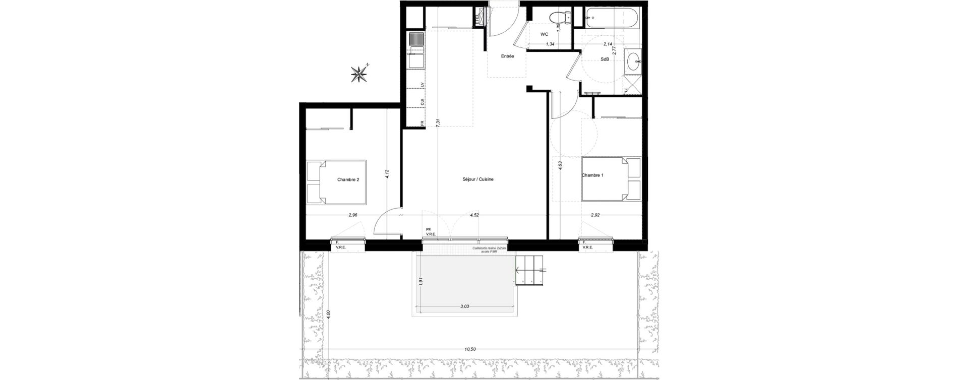 Appartement T3 de 64,41 m2 &agrave; Carbon-Blanc Centre