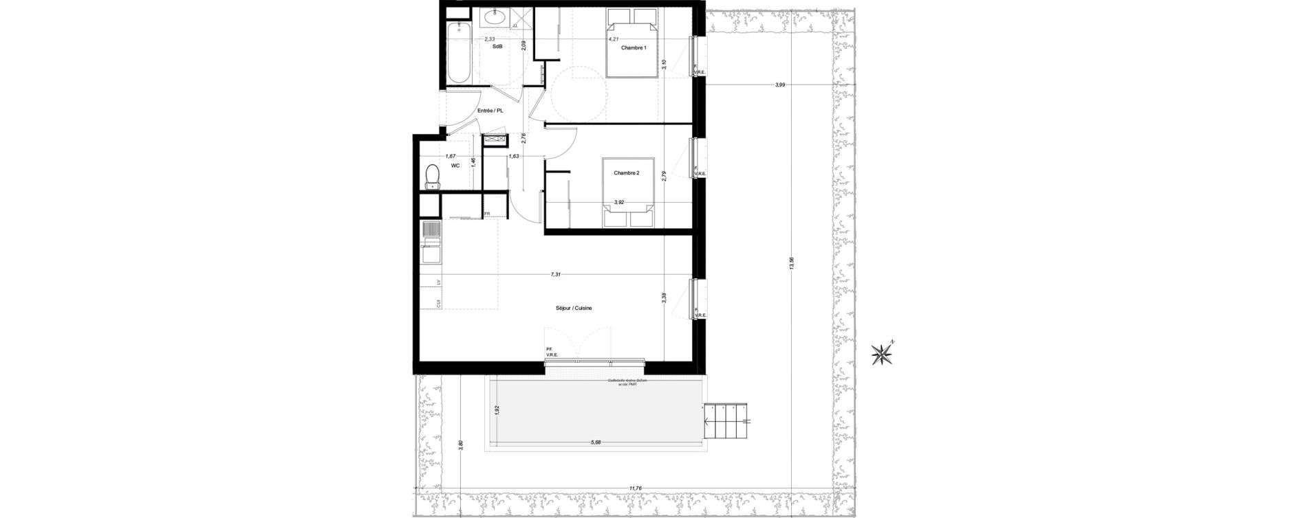 Appartement T3 de 64,10 m2 &agrave; Carbon-Blanc Centre