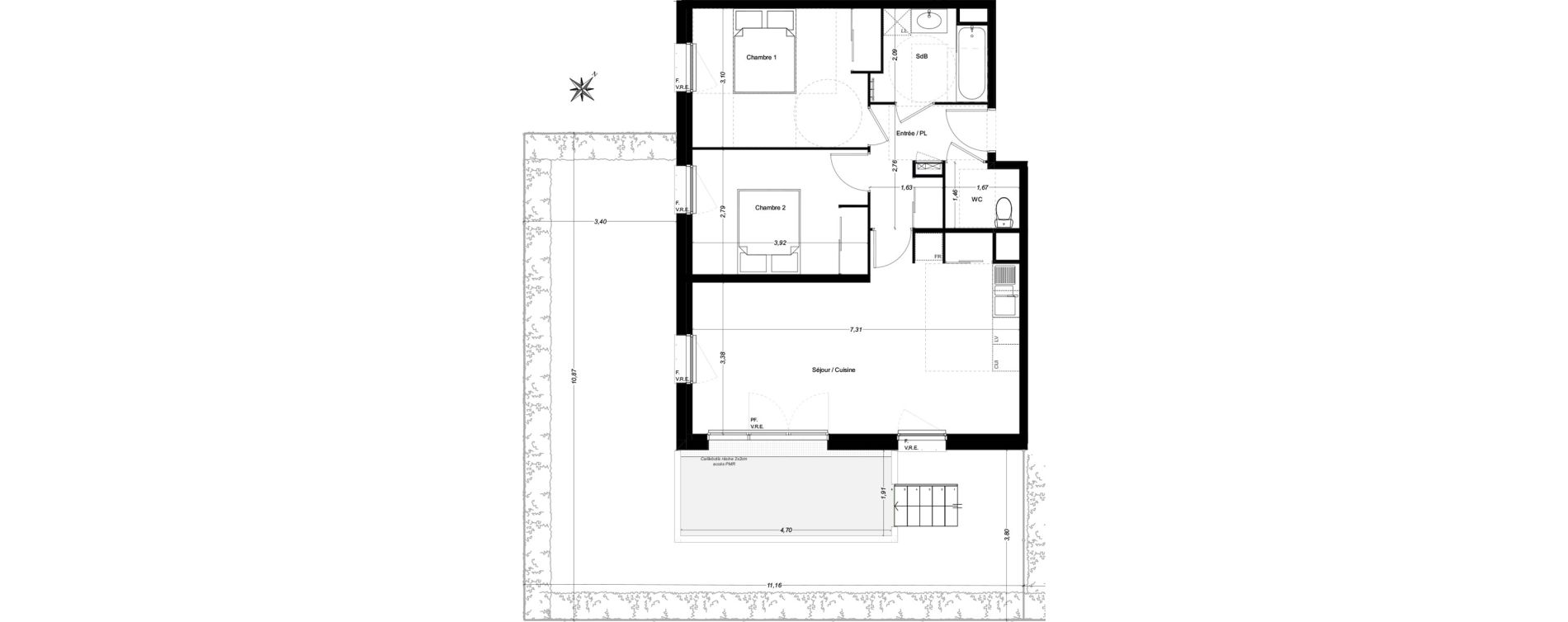 Appartement T3 de 64,13 m2 &agrave; Carbon-Blanc Centre