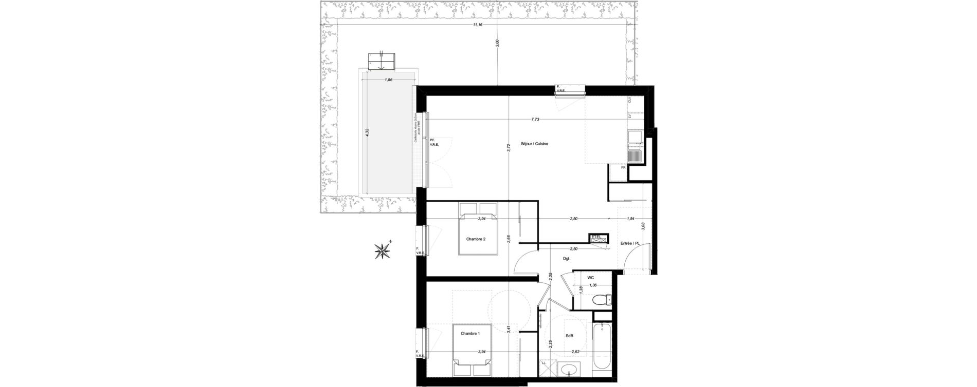 Appartement T3 de 71,32 m2 &agrave; Carbon-Blanc Centre