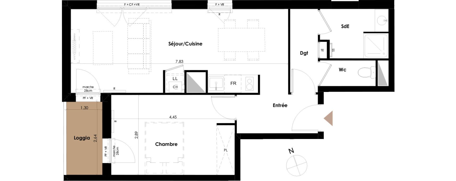 Appartement T2 de 49,00 m2 &agrave; Carbon-Blanc Centre