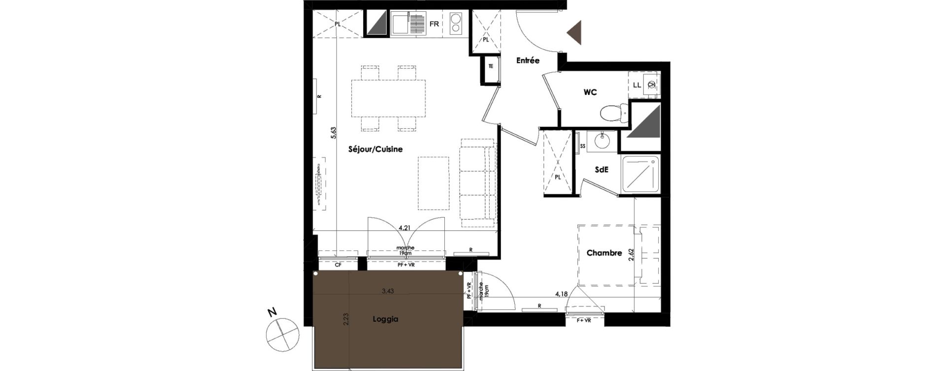 Appartement T2 de 43,90 m2 &agrave; Carbon-Blanc Centre