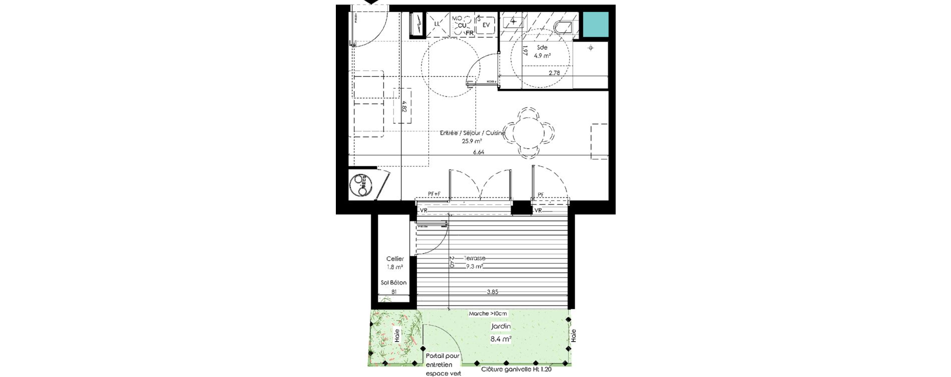 Appartement T1 bis de 30,80 m2 &agrave; Carcans Centre