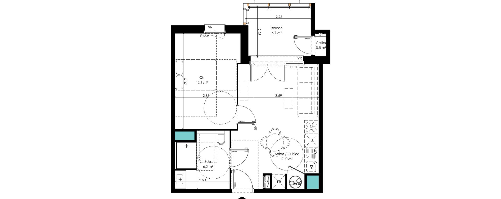 Appartement T2 de 39,60 m2 &agrave; Carcans Centre