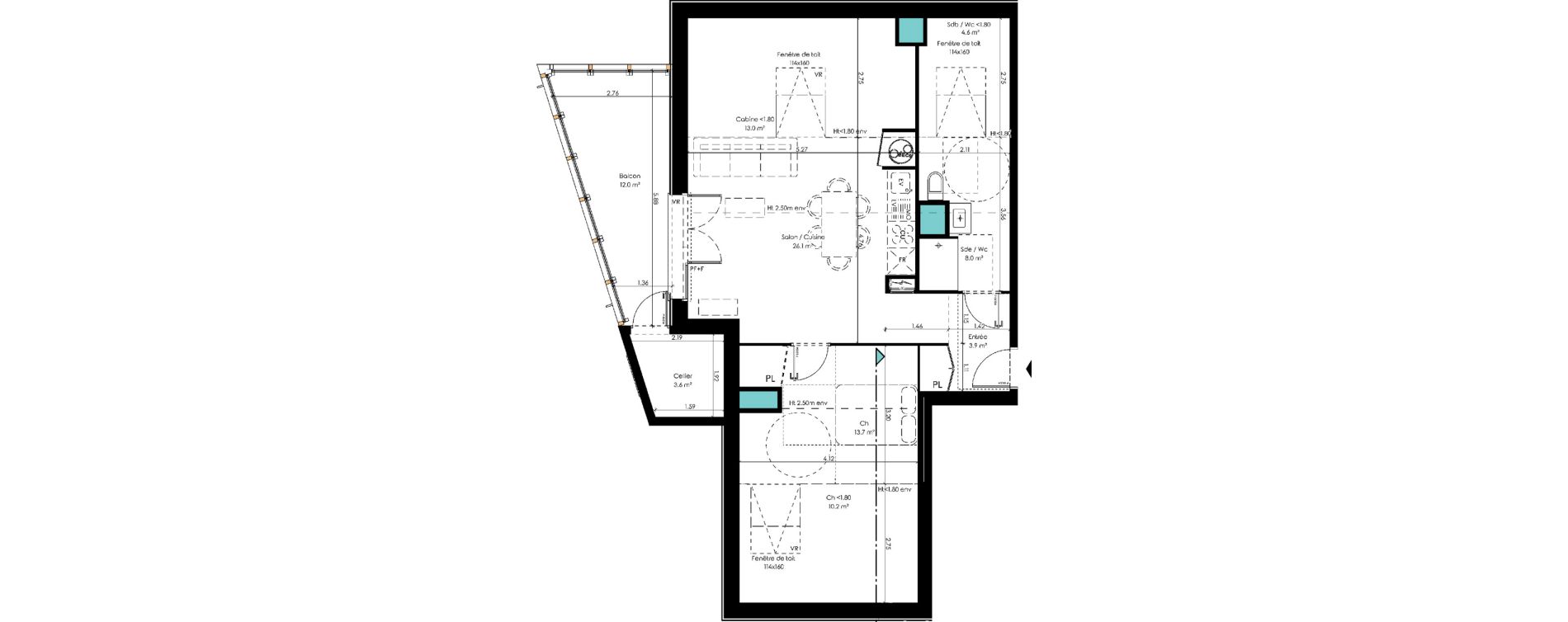 Appartement T2 de 51,70 m2 &agrave; Carcans Centre