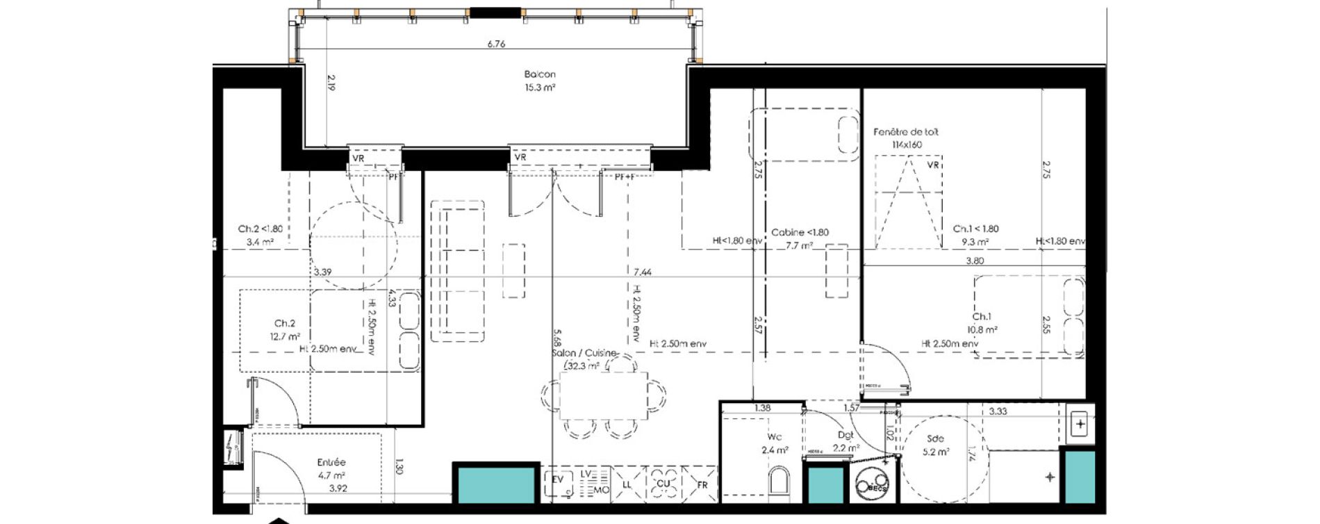 Appartement T3 bis de 70,30 m2 &agrave; Carcans Centre