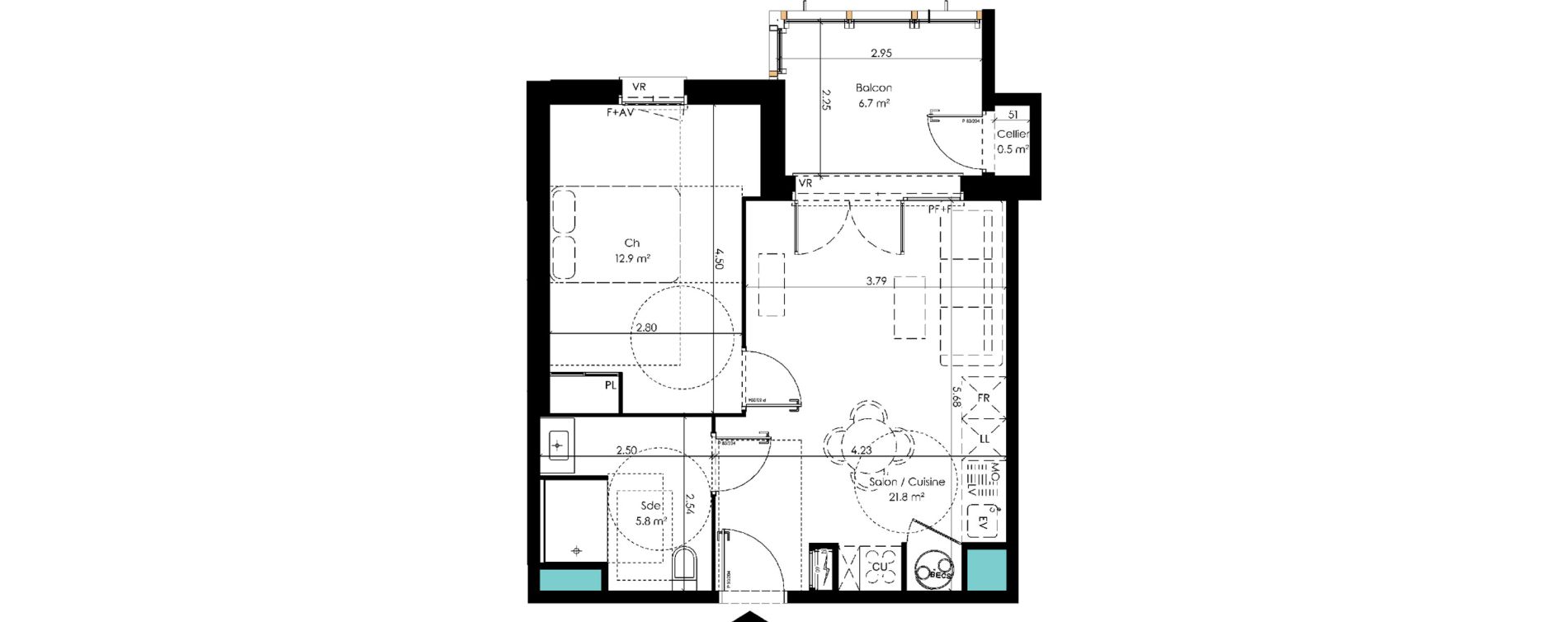 Appartement T2 de 40,50 m2 &agrave; Carcans Centre