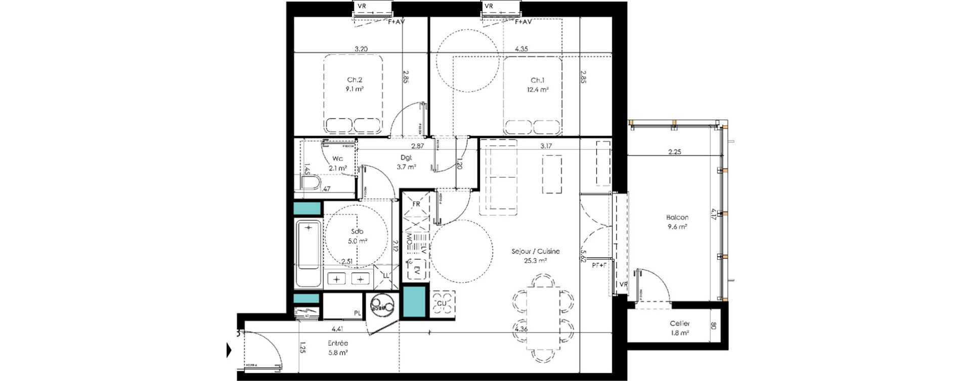 Appartement T3 de 63,40 m2 &agrave; Carcans Centre