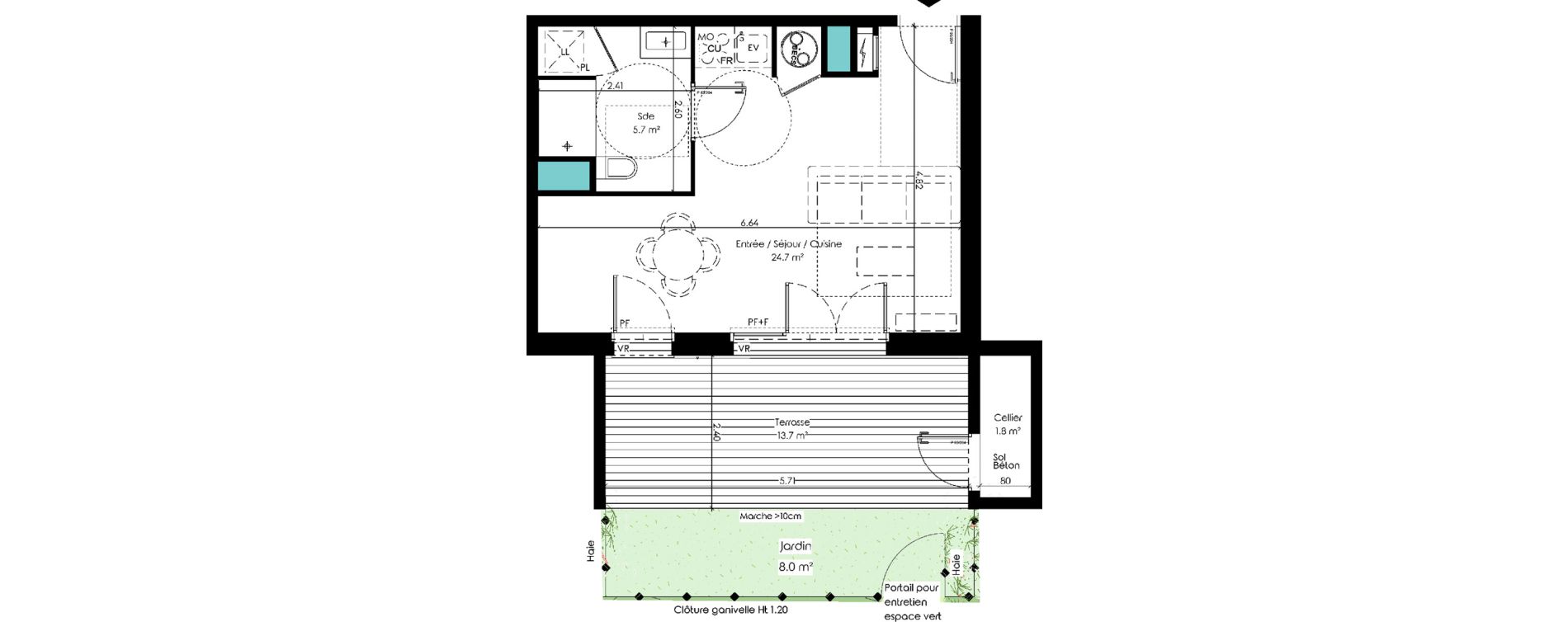 Appartement T1 de 30,40 m2 &agrave; Carcans Centre