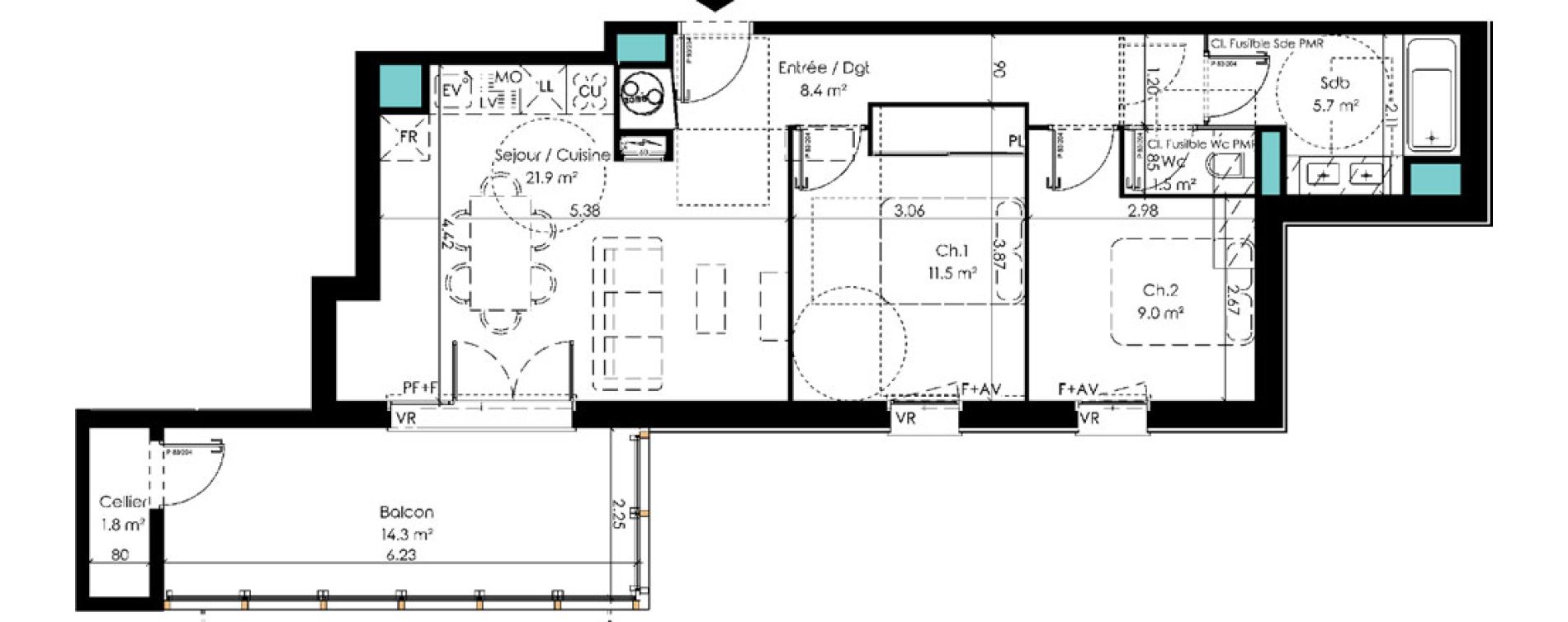 Appartement T3 de 58,00 m2 &agrave; Carcans Centre