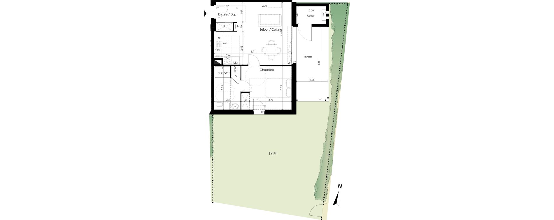 Appartement T2 de 43,80 m2 &agrave; Carcans Centre