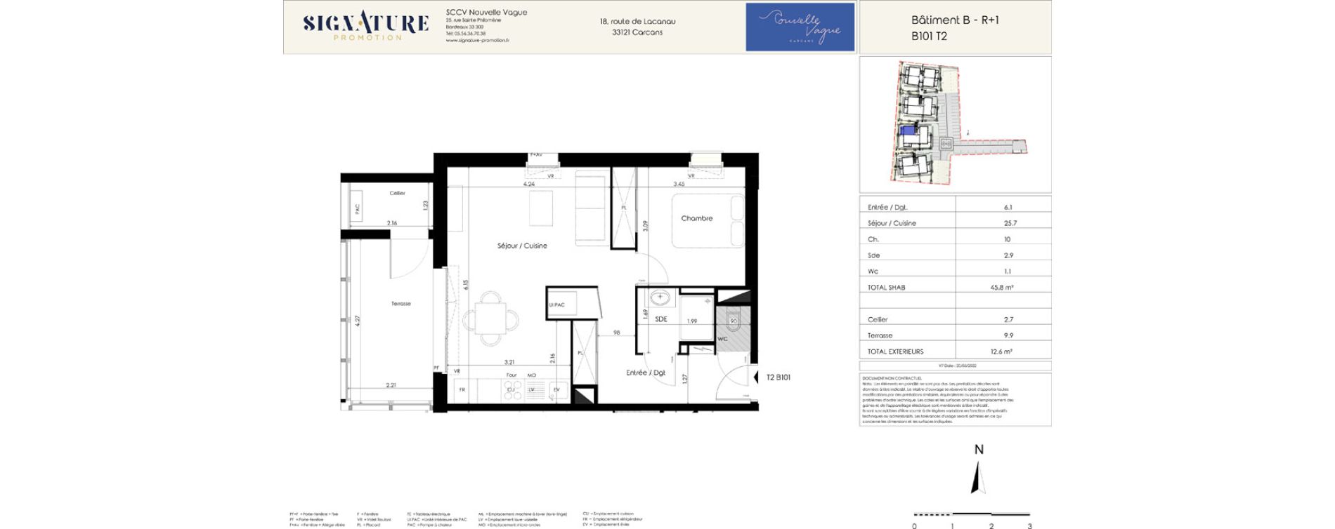 Appartement T2 de 45,70 m2 &agrave; Carcans Centre
