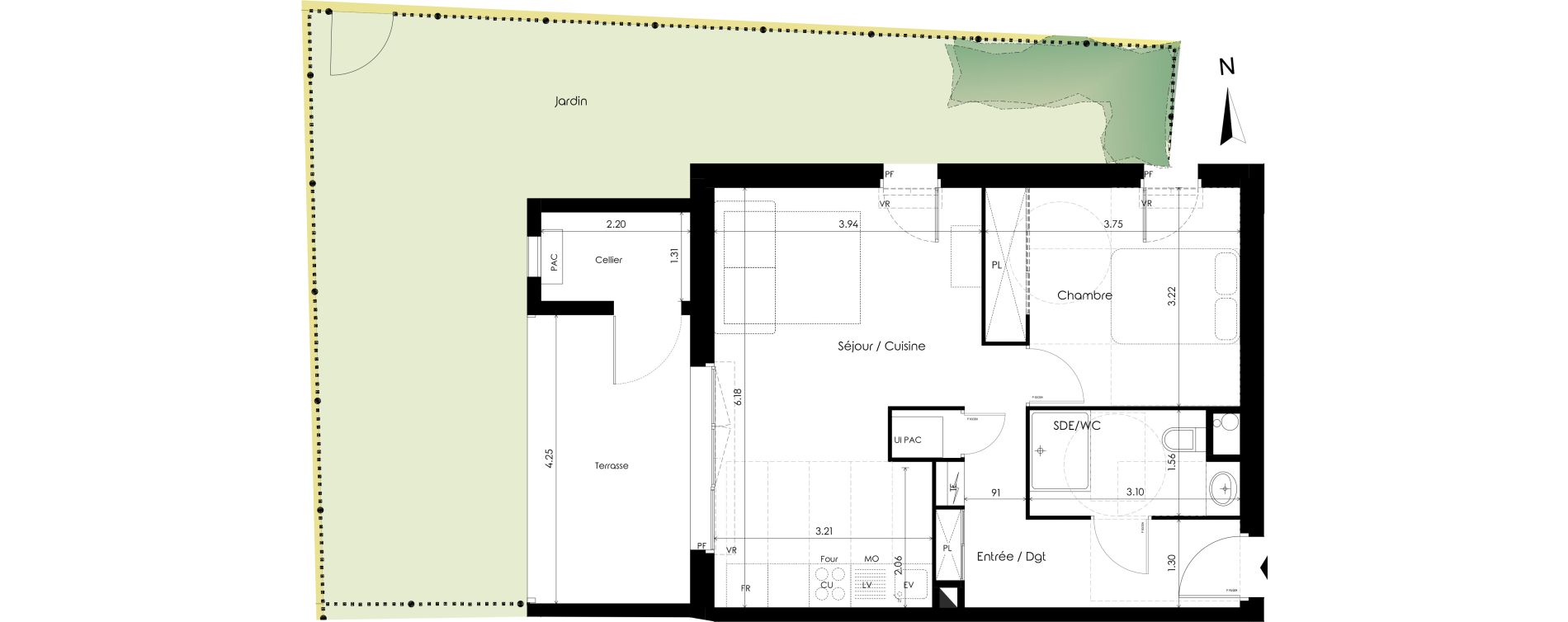 Appartement T2 de 46,10 m2 &agrave; Carcans Centre