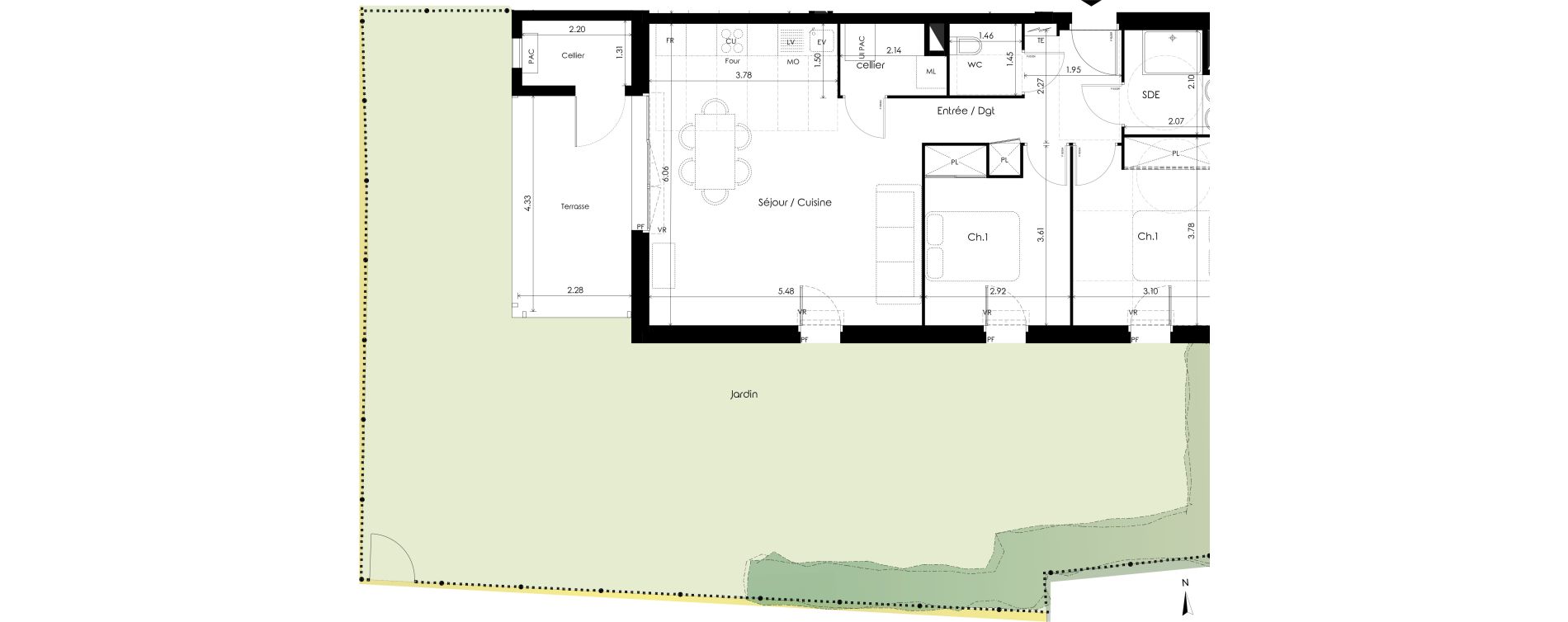 Appartement T3 de 67,60 m2 &agrave; Carcans Centre