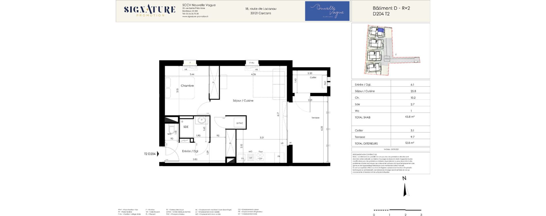 Appartement T2 de 45,80 m2 &agrave; Carcans Centre